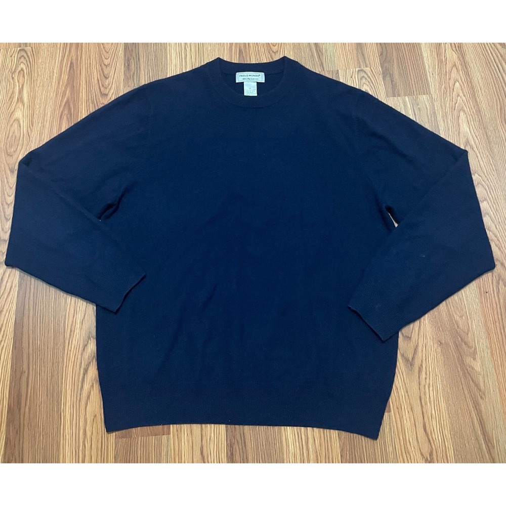 Paolo Mondo Sweater Mens Extra Large Cashmere Crewneck Pullover Navy